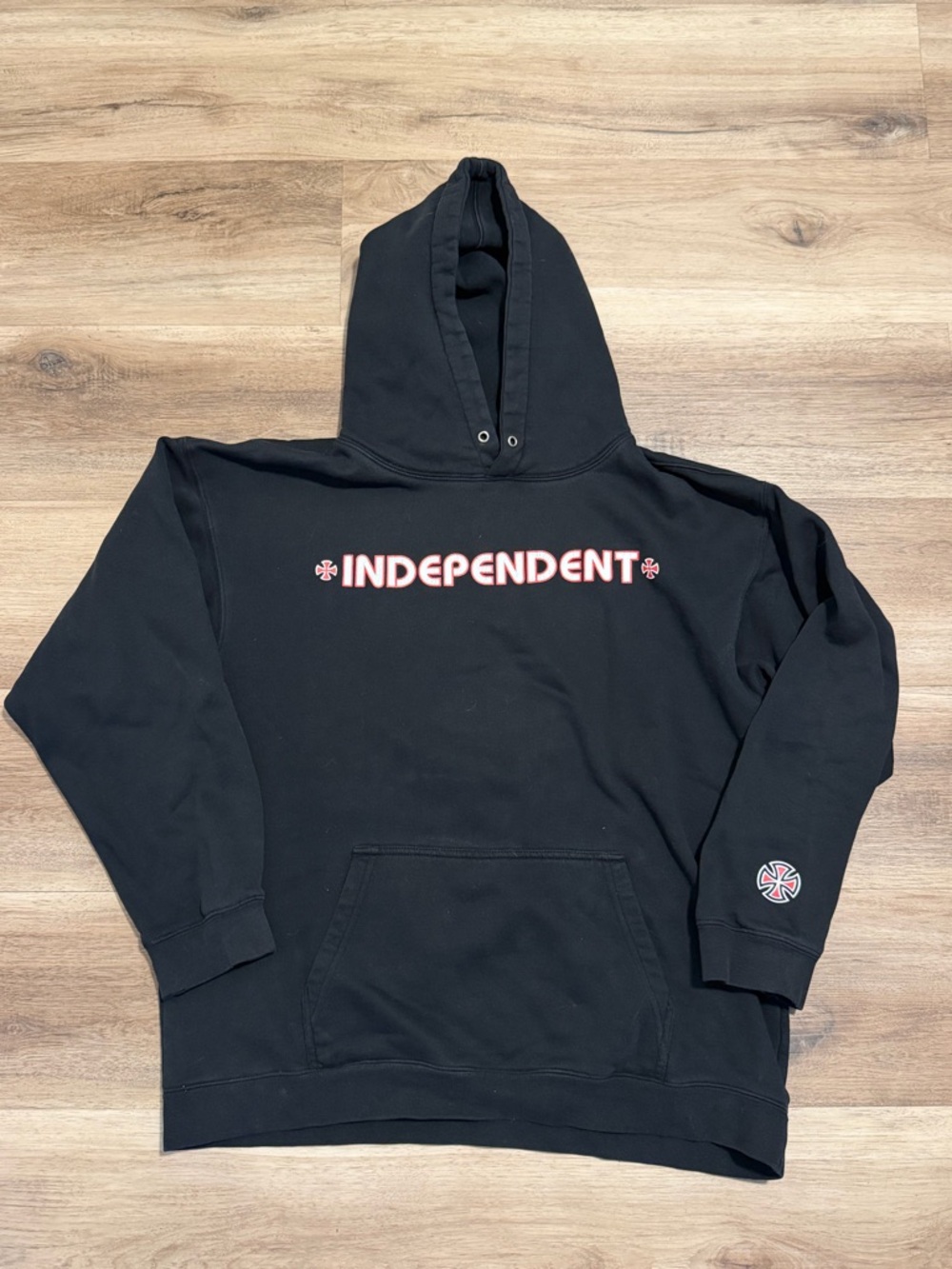 Vintage 90s Independent Skate Hoodie Mens Large Black NHS USA Made